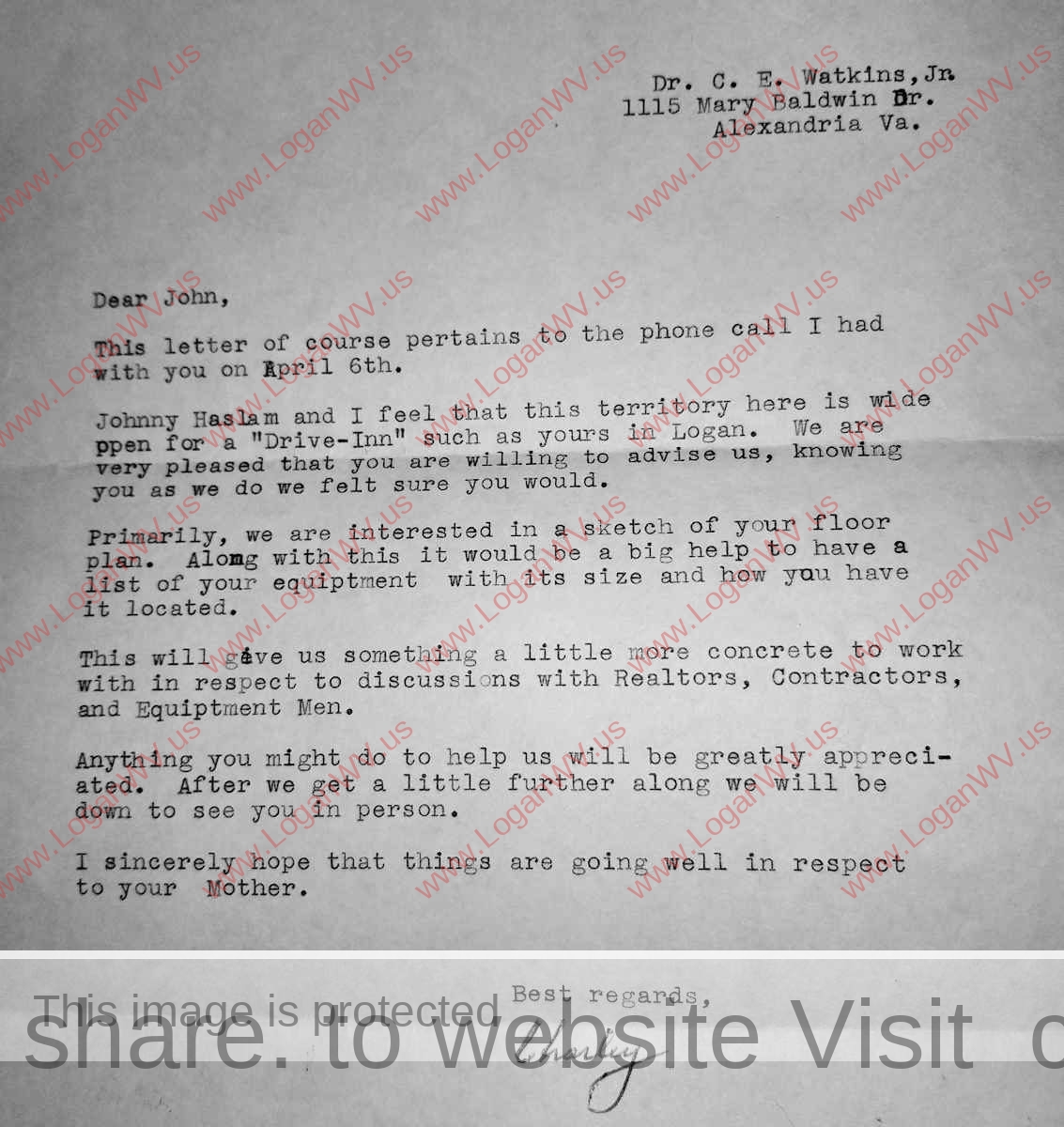 1954 letter to John Morrison