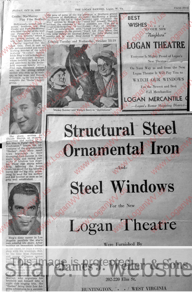 1938 Logan Banner - Logan Theatre Supplement, p5