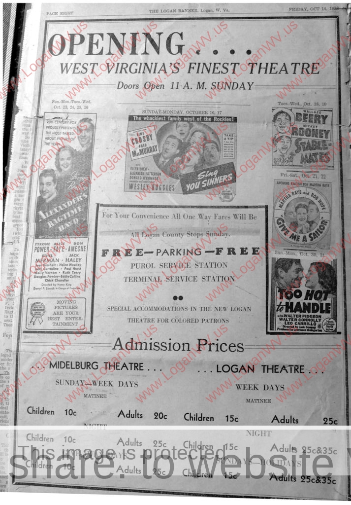 1938 Logan Banner - Logan Theatre Supplement, p8