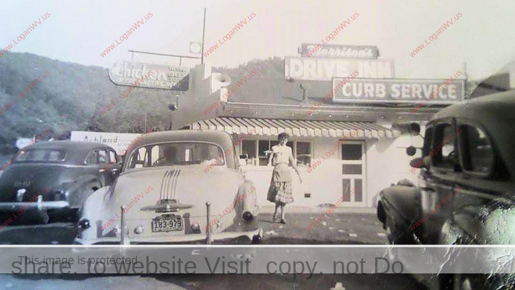 Morrison's Drive Inn mid 1950s with Sally Wall on curb courtesy of Michael Dent