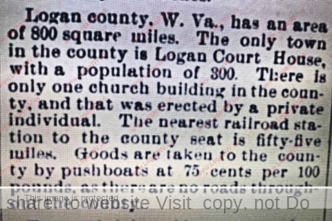 1893 clipping about Logan County. WV