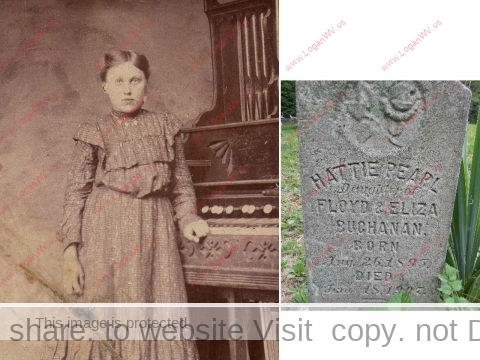 Hattie Pearl Buchanan (1895-1908) died from typhoid fever at the age of 12