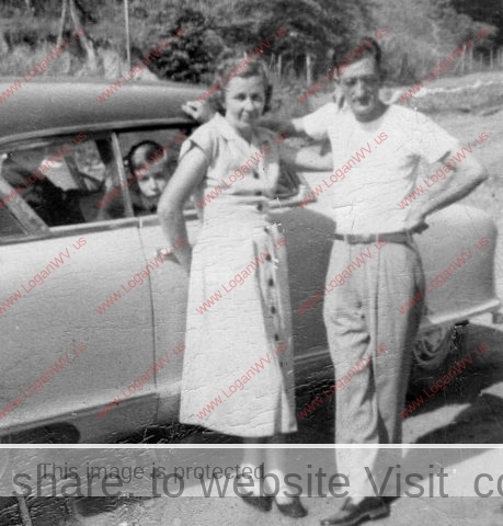 Pearl, Hayden and a 1953 Nash Rambler