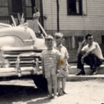 1951 Whites Addition, Lillian and Woodrow Thompson with kids Larry Nelson and Franklin Thompson.