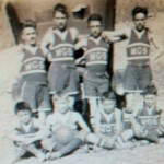 1920 Monaville Grade School Basketball Team courtesy of Bob Piros. Image 3154. Standing L to R: Paul Tarkany, Drury Steele, Lawrence Vance, and Dennis Vespremi. Sitting L to R: Joe Laslo, Gabor Laslo, Alex Laslo, and Robert Frye. 1920 Grade School Basketball Team, Monaville, WV