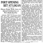 1935 newspaper clipping on the opening of the Taplin Airport. Courtesy of Christine Hall. 1935 newspaper clipping on the opening of the Taplin Airport, Logan County, WV.