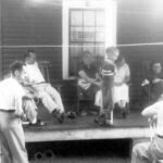 1950s Monaville family gathering on the back porch of grandpa Bill Thompson´s house. Courtesy of G. B. Berry. 1950s Monaville, WV