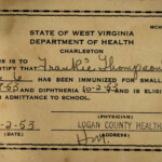1953 form certifying immunization for smallpox and diphtheria. Image 195347. Photo of 1953 form certifying immunization for smallpox and diphtheria for smallpox and diphtheria, Logan County, WV.