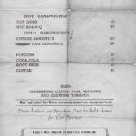 About 1956, Man Drive-In Theatre Snack Bar Menu courtesy of Paula Solar. About 1956, Man Drive-In Theatre Snack Bar Menu