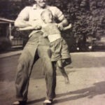 Billy Frye finally caught me running from him. Courtesy of G. B. Berry. Billy Frye and G. B. Berry, Monaville, WV