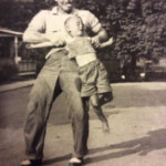 Billy Frye finally caught me running from him. Courtesy of G. B. Berry. Billy Frye and G. B. Berry, Monaville, WV