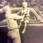 Billy Frye finally caught me running from him. Courtesy of G. B. Berry. Billy Frye and G. B. Berry, Monaville, WV