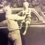 Billy Frye finally caught me running from him. Courtesy of G. B. Berry. Billy Frye and G. B. Berry, Monaville, WV