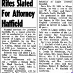 1970 Obit for Coleman Hatfield (1889-1970), Logan County, WV