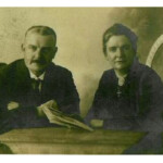 Joe and Littia Manet from Hungary. He was 54 and she was 50. They
arrived in the USA in 1905. Address on the back: Mrs Mary Jenkins, 408 Round Addition, Box 63, Monaville, WV. Courtesy of Bob Piros. Joe and Littia Manet