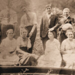 Monaville WV 10-24-1918. Names on pic: Pearly Skeins, Eva H. , Thos Jones, Miss Clara May, Roy McCloud, Freida Holkomb, Jay Smith, Oma Stollings. Photo courtesy of Brenda L. Birchmeier. Monaville WV 10-24-1918