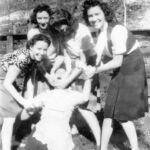 Thompson girls. L to R. My mother, my aunts Mable, Vivian, Helen, and Mary on the ground. Courtesy of G. B. Berry. Monaville, WV