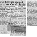 Town of Christian Named for Huff Creek Settler, Logan Banner May 8, 1937