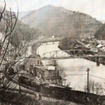 Town of Man from a newspaper clipping. At the top is the Man Drive-In Theatre screen.