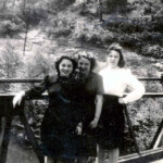 Photo courtesy of John Paul Curry. Best friends standing on the old Henlawson Bridge. L-R is Hilma Hale, Doris Brumfield (1926-2015) and Amelia Cunningham Petroff (1927-2013). The photo was taken when they were in their late teens. Henlawson, WV