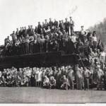 Photo courtesy of Connie Pruitt-Graybeal. "My dad (Delbert Pruitt) and my granddaddy (Eugene Pruitt) 1948 Peach Creek Rail Yard." If you can name any of them, please leave a message and reference photo 49. 1948 Peach Creek Yard Workers