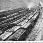 C&O Yard at Peach Creek. Photo from Page 91 of the Centennial Program Booklet published by the City of Logan, West Virginia in 1952. C&O Peach Creek Train Yard, Logan County, WV