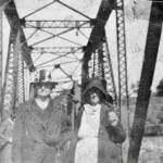Photo courtesy of Barbara Kovach Morris. She writes: This picture of my great-grandmother, Malissa Blair Lowe (left) and Martha Jane Jeffery (right) was identified by my grandmother as being taken on the Henlawson bridge in 1916. Photo of the Henlawson Bridge 1916, Henlawson, Logan County WV.