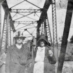 Photo courtesy of Barbara Kovach Morris. She writes: This picture of my great-grandmother, Malissa Blair Lowe (left) and Martha Jane Jeffery (right) was identified by my grandmother as being taken on the Henlawson bridge in 1916. Photo of the Henlawson Bridge 1916, Henlawson, Logan County WV.