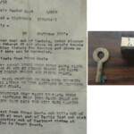 Photo courtesy Susan Browning. My dad started working on the Railroad at Peach Creek in 1957 until he retired after working 40 yrs. Here is a work order paper from 1958 and the key he carried and his block used when he went to work to show he was out on a run. J. H. Conley, Peach Creek Yards work order, key and block