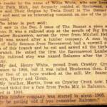 Courtesy of Anita Barker Ratliff. She writes: <q>Interesting article I came across in my Grandmother´s ´stash´. Written by my grandma’s brother. Willie White. My grandmother and grandfather (Nina White Heugel and Waldo Heugel) lived in Henlawson while he worked and retired from the C&O/B&O yard in Peach Creek. Image Reference 1597.</q> Image 15623. Ralumco, Logan County, WV