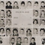 1st Grade, 1958-59 Henlawson Grade School: Mrs. Roberta (Bobbie Ann) Bell Mann, 3rd Roll, 5th student is Ernest Ralph Ellis. 4th Roll, 5th student is Lonnie Keith Ellis. Photo courtesy of Ernest Ralph Ellis. 1st Grade, 1958-59 Henlawson Grade School