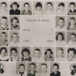 1st Grade, 1958-59 Henlawson Grade School: Mrs. Roberta (Bobbie Ann) Bell Mann, 3rd Roll, 5th student is Ernest Ralph Ellis. 4th Roll, 5th student is Lonnie Keith Ellis. Photo courtesy of Ernest Ralph Ellis. 1st Grade, 1958-59 Henlawson Grade School