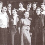 <strong>Mt. Gay School Teachers</strong><br />Front Row: (1) Ms. Damron, (2) Betty Varney taught 5th grade teacher (3) Mrs. Marie Grimm, (4) unknown. Back Row: (1) Ms. Sally Gore, (2) Ethel Parsons taught 6th grade, (3) Ms. Alma Evendoll, (4) Ms. Spaulding, (5) unknown, (6) Ruth Butcher white blouse on taught 4th grade.<br />
<cite>Taken from the School Memories 1955-1956 Yearbook - Courtesy of Bob Piros</cite> If anyone can ID any other of the teachers, please leave a reply. 1955-1956-faculy