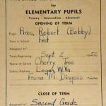 Courtesy of Bob Piros. Robert Piros 1st Grade Report Card (1952-53), Cherry Tree Grade School, Logan County, WV