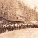 Duhue, WV UMWA Local 5869 Parade, April 23, 1934. The parade also included some of their wives and children. Courtesy of Mary Helen Morris Duhue, WV UMWA Local 5869 Parade, April 23, 1934