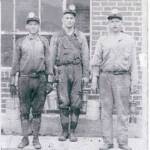 Miners in front of the lamp house at Dehue, Samuel Blevins, Arnold ?, Wesley Cladwell. Courtesy of Lillian Porter-Smith Miners in front of the lamp house at Dehue, Samuel Blevins, Arnold ?, Wesley Cladwell. Courtesy of Lillian Porter-Smith