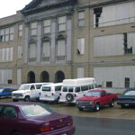 Taken in 1999, this was the Logan High School thru 1957. From 1957 thru ?, it was the Logan East Jr. High School. Logan WV, Old High School and Junior High School