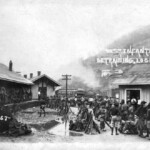1920 postcard of Logan, WV Train Depot showing troops of 10th Infantry. Courtesy of J. B. Newberg. 1920 postcard of Logan, WV Train Depot showing troops of 10th Infantry
