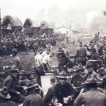 Troops camped at Blair during the Battle of Blair Mountain. <br />Photo courtesy of Kenny King via Emmett Ray Adkins. Troops camped at Blair, WV