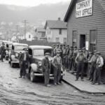 Miners collecting their pay 1937 Beckley, West Virginia. Courtesy of Jack Williams. Image 4691. 1937 photo of miners collecting their pay, Beckley, West Virginia.