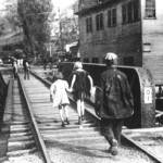 1938 Omar WV coal miner. This trestle is still there. <br /> Courtesy of the Library of Congress, LC-USF33-030114-M4. 1938 Omar WV