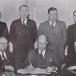 Seated: J.C. Avis; E. V. Parsons, County Superintendent; Frank White, President
Standing: Porter F. Dobbins, Asst. Superintendent; Charles Williams; George Vincen; Peter C. Dingess 1939 Directors