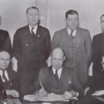 Seated: J.C. Avis; E. V. Parsons, County Superintendent; Frank White, President
Standing: Porter F. Dobbins, Asst. Superintendent; Charles Williams; George Vincen; Peter C. Dingess 1939 Directors