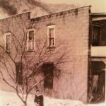 1945 Helen Piros at Cherry Tree on the side of the Handy Andy store building. Courtesy of Bob Piros. (35649) 1945 Helen Piros at Cherry Tree, Logan County, WV
