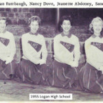 1955 LHS Cheerleaders Logan, WV, 1955 LHS Cheerleaders, Marilyn Abdoney, Susan Rumbaugh, Nancy Dove, Jeanete Aboney, Sandra Stone, Joan Vannoy.