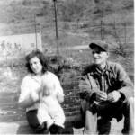 George Thompson with his adopted daughter Betty Petroff Thompson and her son Ralph in 1955. The service station across the creek is still there. The Cherry Tree School is out view on the right. George Thompson with his adopted daughter Betty Petroff Thompson and her son Ralph in 1955.