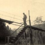 Whites Addition about 1955, George Thompson coming home from the Mt. Gay Coal Mine. The big willow tree was in the yard of the Clifton Black family at Cherry Tree. 1955, George Thompson, Whites Addition, Logan County, WV. Gay Coal Mine.