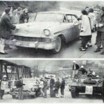 1957 LHS Yearbook Photo. The National Guard assisting high school students with road blocks set up for March of Dimes collection. 1957 LHS Yearbook Photo - March of Dimes Collection.