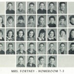 1960 Homeroom 7-3, Mrs. Fortney. 1-2 Johnny Adkins, 1-4 William Harrison, 2-7 Sharon Daily, 3-3 Donna Ferguson, 3-8 Susan Hurst, 4-5 Walt Brewer, 4-6 Richard Husarick, 4-8 Richard Moore. 1960 Homeroom 7-3, Mrs. Fortney