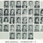 1960 Homeroom 7-5, Miss Kendall. 1-2 Larry Maynard, 1-3 David McCormick, 1-4 Charles Adams, 3-2 Martha Slate, 4-2 Doug Brooks, 4th Johnny Abott, 4-8 David Henderson, 5-1 Tommy Linkous, 5-2 Johnny Ramsey, 5-4 Jim Mullins. 1960 Homeroom 7-5, Miss Kendall